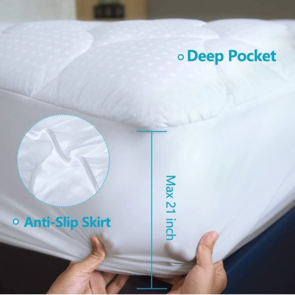 King Mattress Pad - Overfilled with Breathable Snow Down Alternative Filling